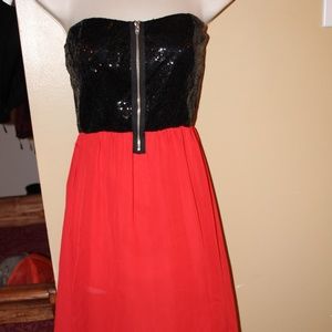 Red/Black High-Low Dress